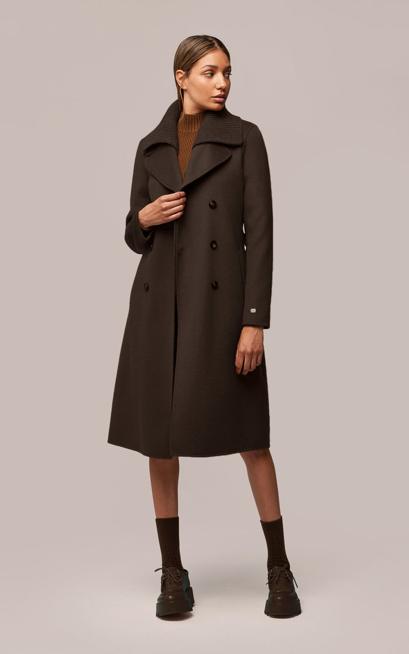 Anna, Double-face wool coat with detachable chunky knit collar | Soia ...