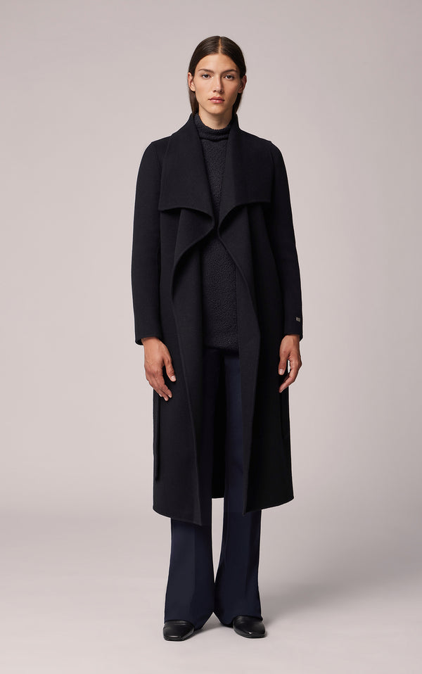 Britta, Straight-fit double face wool coat with belt | Soia & Kyo US