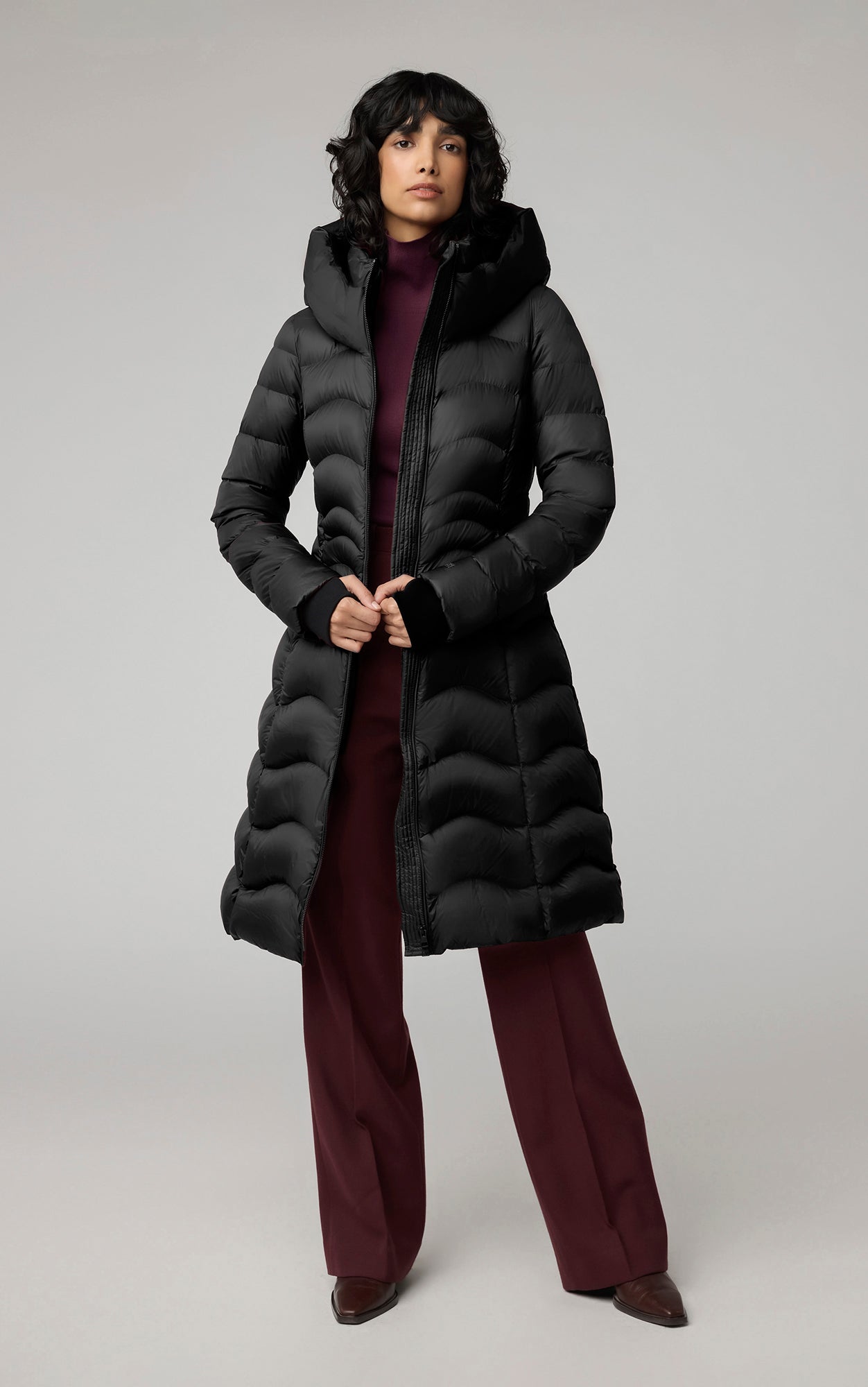 Hooded fit and flare coat online